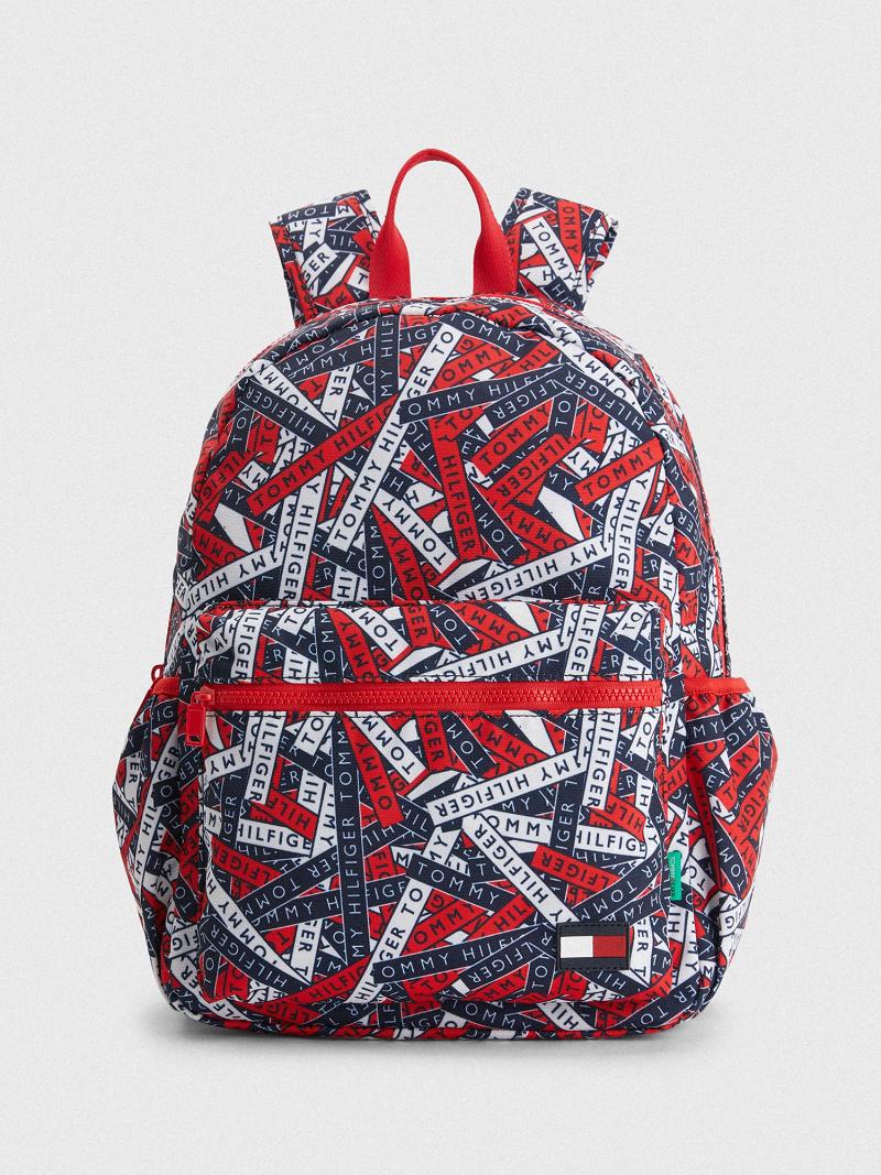 Fiú Tommy Hilfiger Big Logo Tape Print Backpack Táska Színes | HU 2351WNB